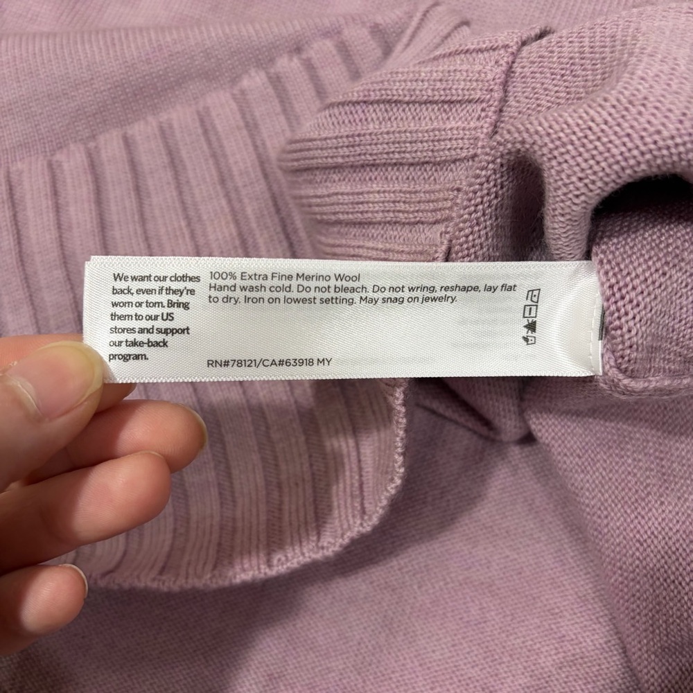Eileen Fisher Sweater Womens M Pink Italian Merino Wool Relaxed Turtleneck Tunic - Picture 9 of 12